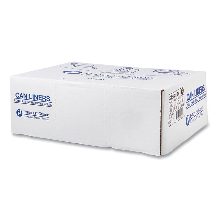 High-Density Commercial Can Liners, 60 gal, 16 mic, 43  x 48 , Natural, Interleaved Roll, 25 Bags/Roll, 8 Rolls/Carton