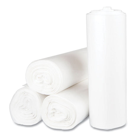 High-Density Commercial Can Liners, 60 gal, 17 mic, 43  x 48 , Clear, Interleaved Roll, 25 Bags/Roll, 8 Rolls/Carton