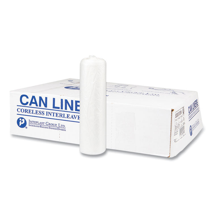 High-Density Commercial Can Liners, 56 gal, 22 mic, 43  x 48 , Natural, Interleaved Roll, 25 Bags/Roll, 8 Rolls/Carton
