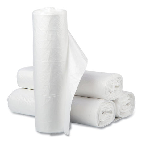 High-Density Commercial Can Liner Value Pack, 60 gal, 12 mic, 38  x 58 , Clear, Interleaved Roll, 25 Bags/Roll, 8 Rolls/CT