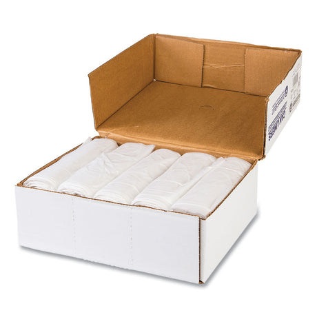 High-Density Commercial Can Liners Value Pack, 60 gal, 14 mic, 43" x 46", Clear, 25 Bags/Roll, 8 Interleaved Rolls/Carton