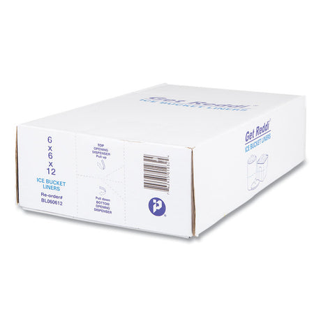Ice Bucket Liner Bags, 96 oz, 6  x 6  x 12 , Clear, 1,000/Carton