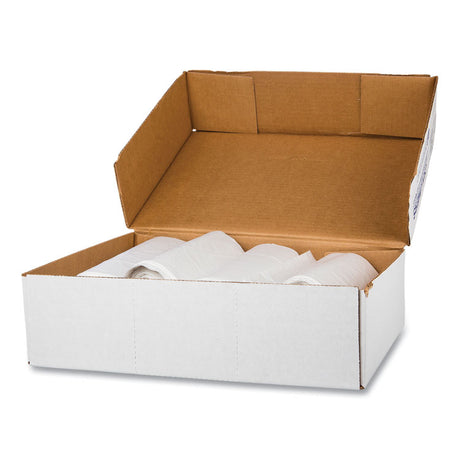 High-Density Commercial Can Liners, 10 gal, 5 mic, 24  x 24 , Natural, Perforated Roll, 50 Bags/Roll, 20 Rolls/Carton