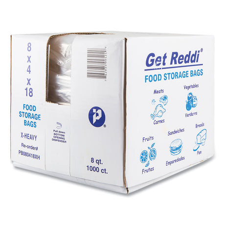 Food and Utility Bags, 2 gal, 8  x 4  x 18 , Clear, 1,000/Carton