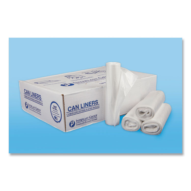 High-Density Commercial Can Liners, 30 gal, 13 mic, 30  x 37 , Clear, Interleaved Roll, 25 Bags/Roll, 20 Rolls/Carton