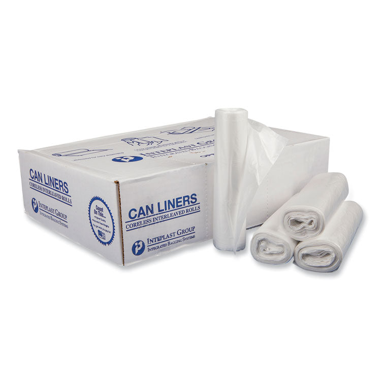 High-Density Commercial Can Liners, 30 gal, 16 mic, 30  x 37 , Clear, Interleaved Roll, 25 Bags/Roll, 20 Rolls/Carton