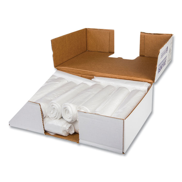 Low-Density Commercial Can Liners, 16 gal, 0.5 mil, 24  x 32 , White, Interleaved Roll, 50 Bags/Roll, 10 Rolls/Carton