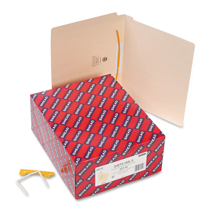 Heavyweight Manila Reinforced End Tab U-Clip Fastener Folders, 0.75