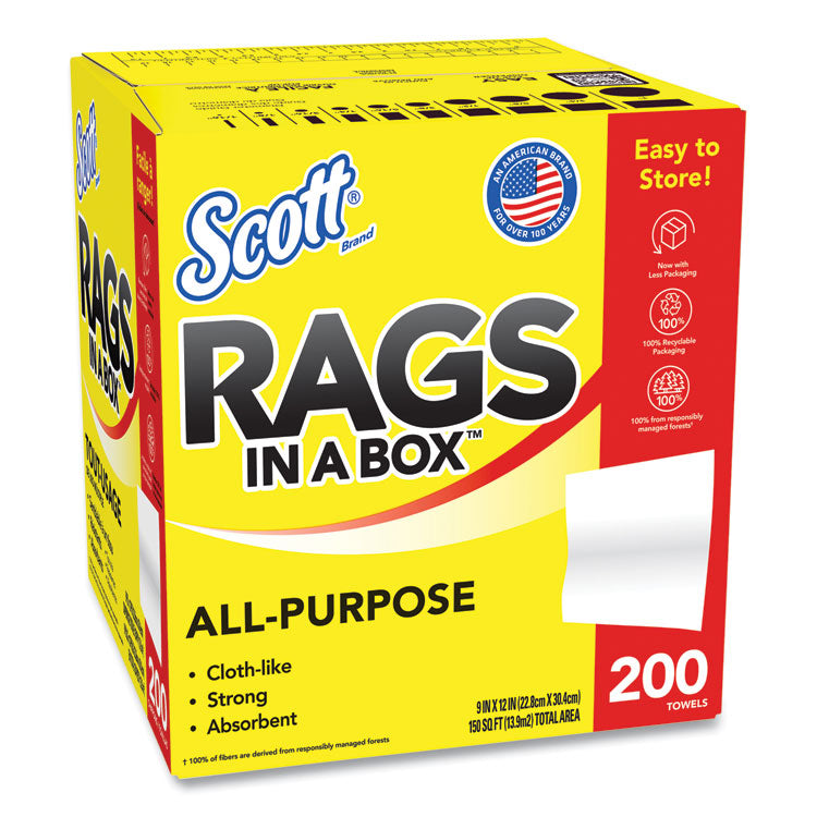 Rags in a Box, POP-UP Box, 12 x 9, White, 200/Box