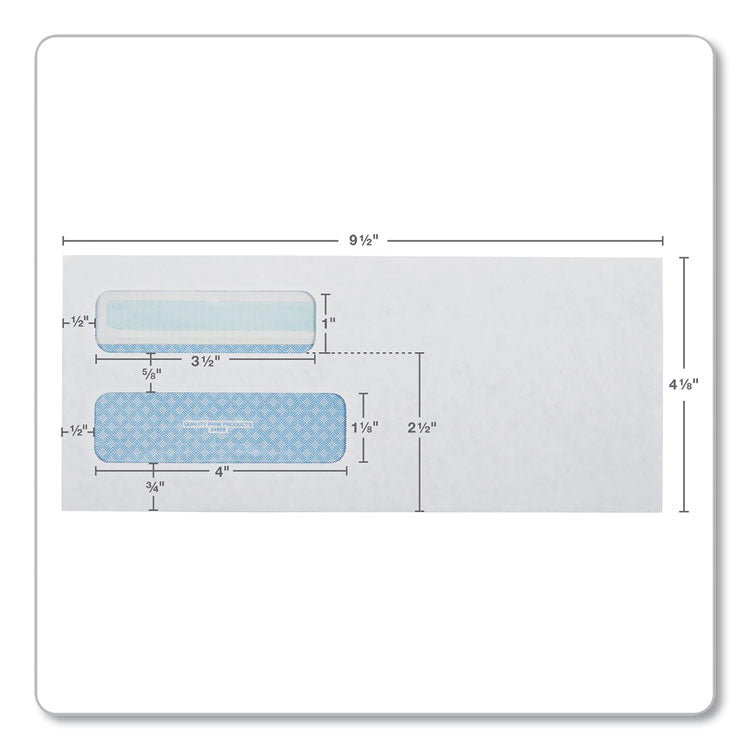 Double Window Redi-Seal Security-Tinted Envelope, #10, Commercial Flap, Redi-Seal Adhesive Closure, 4.13 x 9.5, White, 500/BX