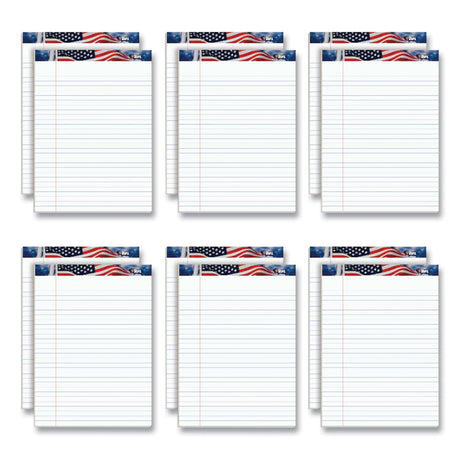 American Pride Writing Pad, Wide/Legal Rule, Red/White/Blue Headband, 50 White 8.5 x 11.75 Sheets, 12/Pack