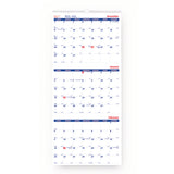 Three-Month Wall Calendar, 12.25  x 27 , White/Blue Sheets, 14-Months: Dec 2024 to Jan 2026