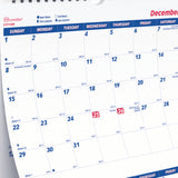 Three-Month Wall Calendar, 12.25  x 27 , White/Blue Sheets, 14-Months: Dec 2024 to Jan 2026