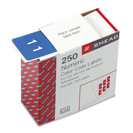 Numerical End Tab File Folder Labels, 1, 1.5 x 1.5, Light Blue, 250/Roll