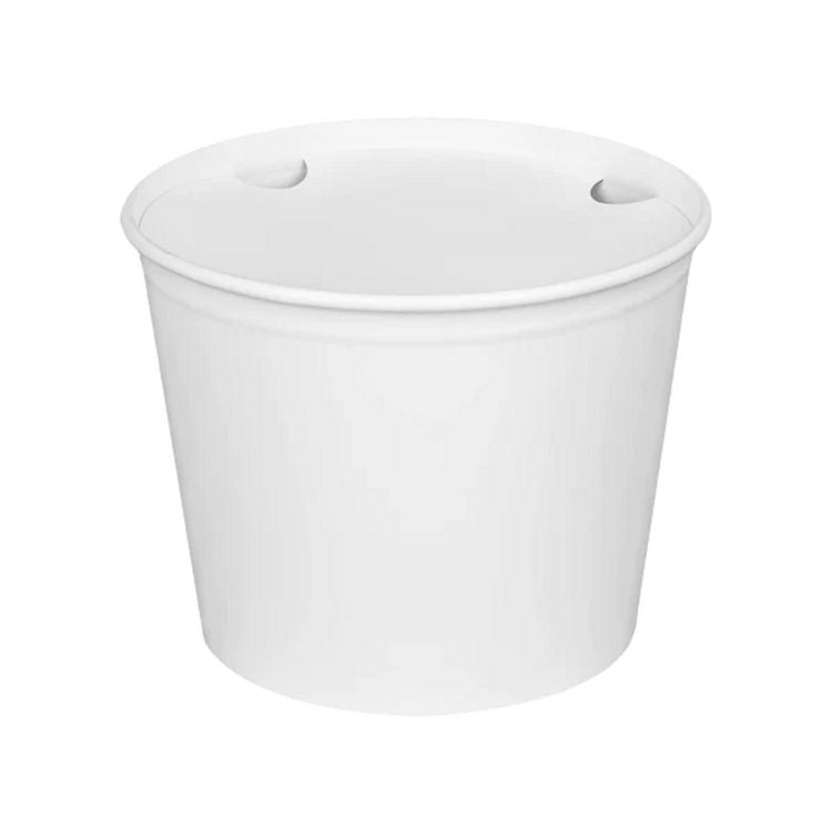 Food Bucket with Lid, 85 oz, 7.36  Dai x 6 h, White, Paper, 180/Carton