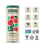 Zero Sugar Naturally Sweetened Black Tea, Raspberry, 12 oz Can, 12/Carton