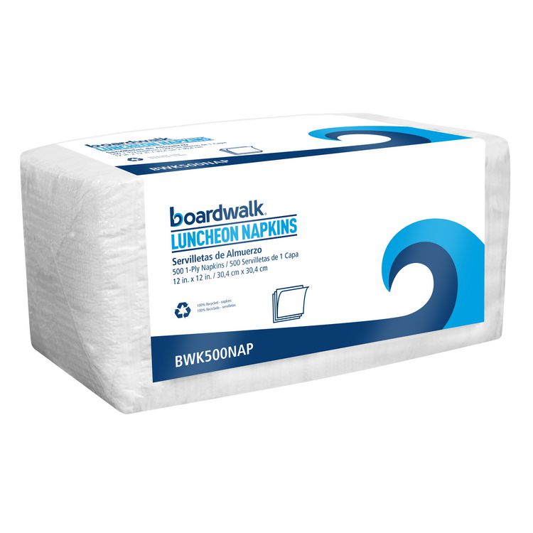 1/4-Fold Lunch Napkins, 1-Ply, 12  x 12 , White, 500/Pack