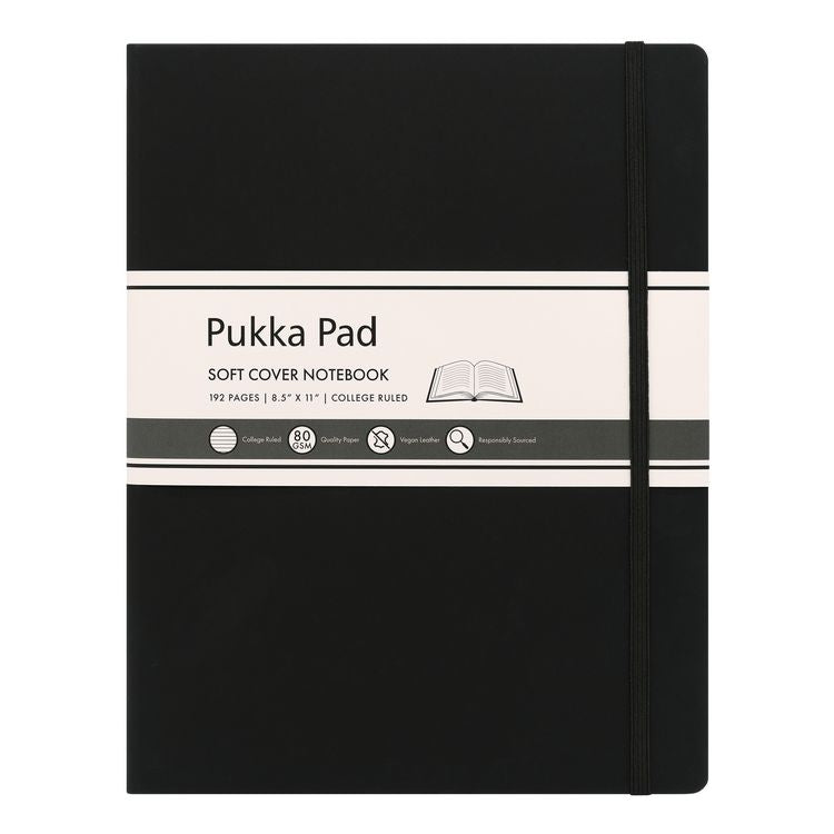 Soft Cover Notebook, College Rule, Black Cover, (96) 11 x 8.5 Sheets