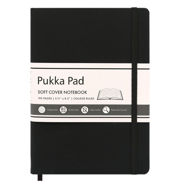 Soft Cover Notebook, College Rule, Black Cover, (96) 8.2 x 5.11 Sheets