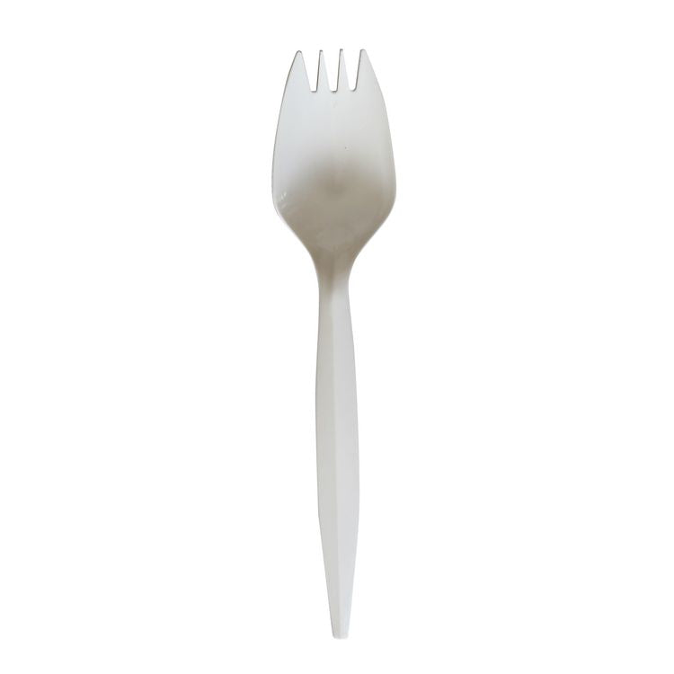 Mediumweight Wrapped Polypropylene Cutlery, Spork, White, 1,000/Carton