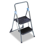 Commercial 2-Step Folding Stool, 300 lb Capacity, 20.5 x 24.75 x 39.5, Gray