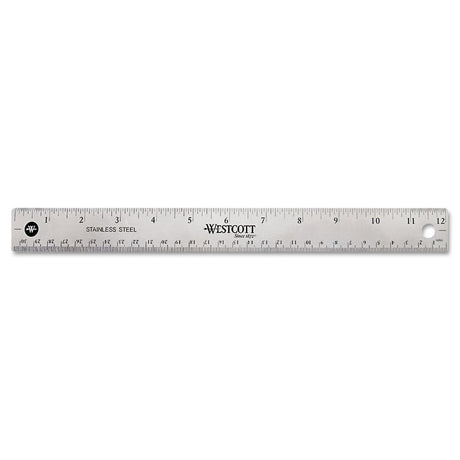 Stainless Steel Office Ruler With Non Slip Cork Base, Standard/Metric, 12" Long