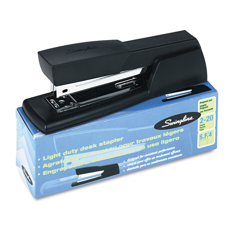 Light-Duty Full Strip Desk Stapler, 20-Sheet Capacity, Black