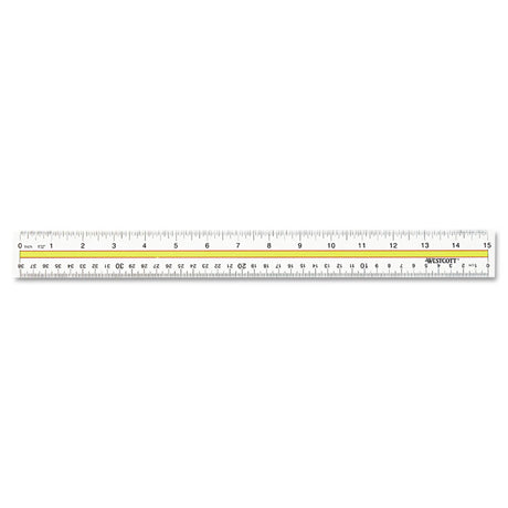 Acrylic Data Highlight Reading Ruler With Tinted Guide, 15" Long, Clear/Yellow