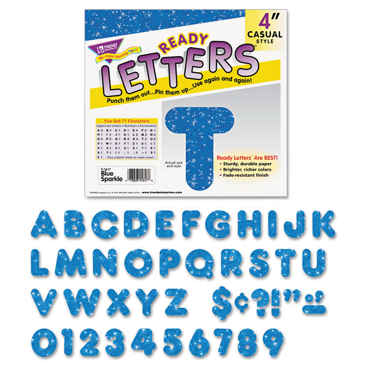 Ready Letters Sparkles Letter Set, Blue Sparkle, 4"h, 71/Set