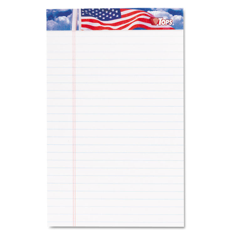 American Pride Writing Pad, Narrow Rule, Red/White/Blue Headband, 50 White 5 x 8 Sheets, 12/Pack