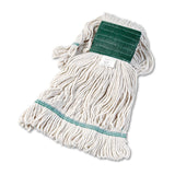 Super Loop Wet Mop Head, Cotton/Synthetic Fiber, 5" Headband, Medium Size, White